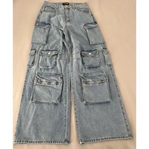 Fashion Nova Juniors Cargó Baggy Pants Sz 13 Blue